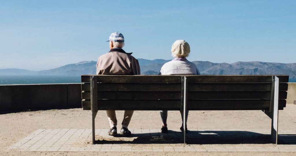 Old people sitting on a bench