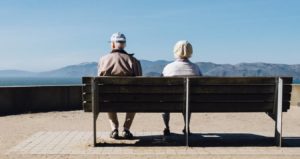Old people sitting on a bench