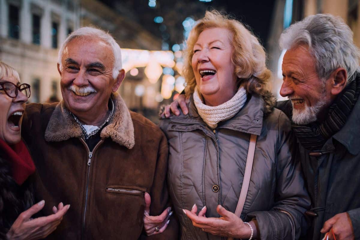 Older people laughing together